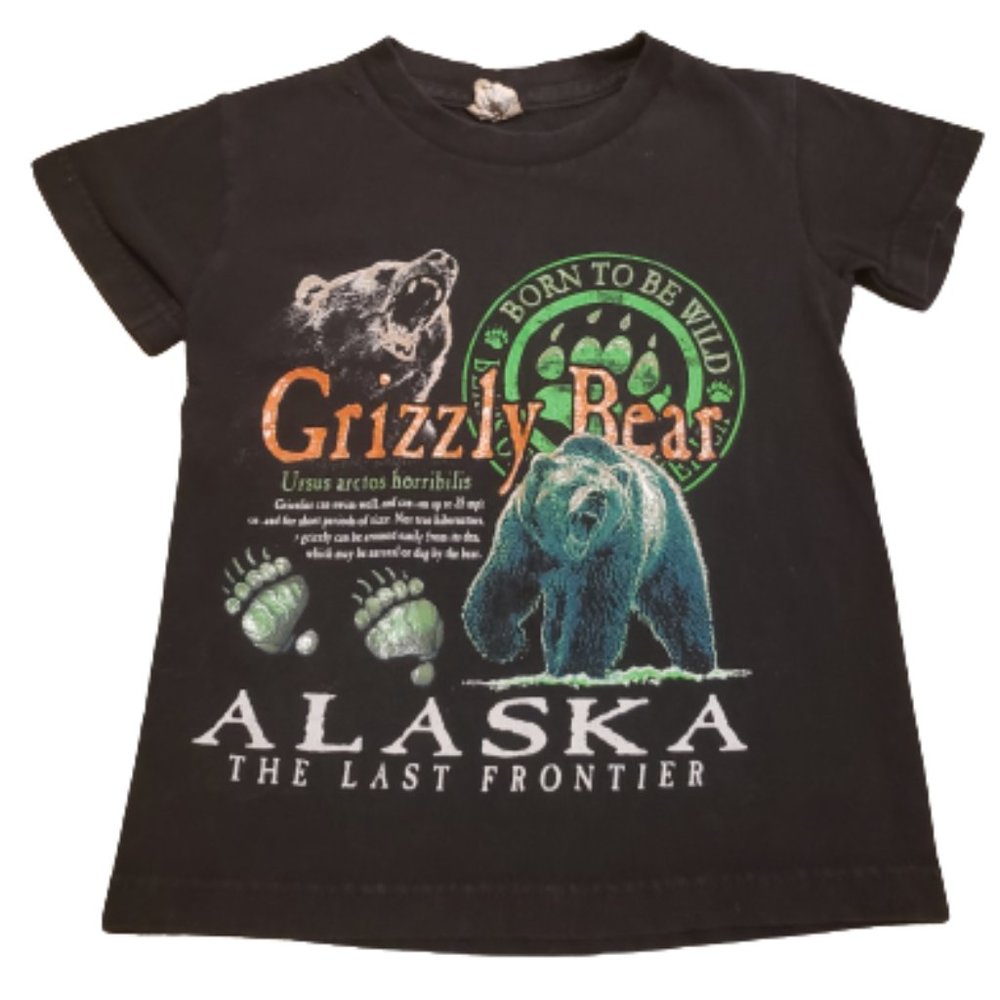 Delta Vintage Grizzly Bear Alaska The Last Frontier T-shirt Youth XS Pre-owned